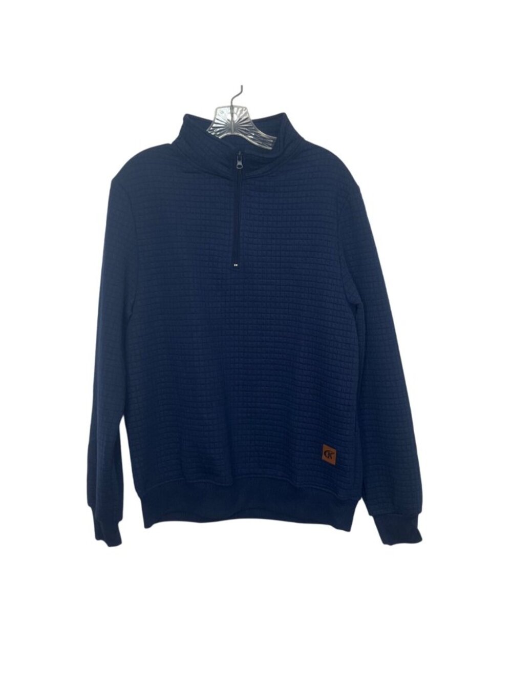 GK Pullover Zip Sweatshirt Large Blue Textured Casual